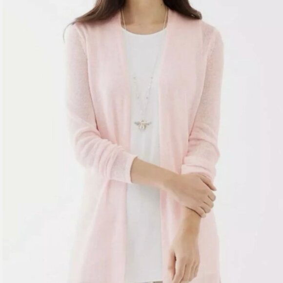 J. Jill XS Petite Wearever Soft Pink Women's Cardigan Sweater Open Front Knit - Picture 2 of 10